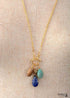 Boho Necklace, Triple Blue Jasper, Amazonite and Lapis Pendant